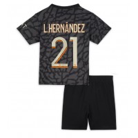 Billiga Paris Saint-Germain Lucas Hernandez #21 Barnkläder Tredje fotbollskläder till baby 2023-24 Kortärmad (+ Korta byxor)